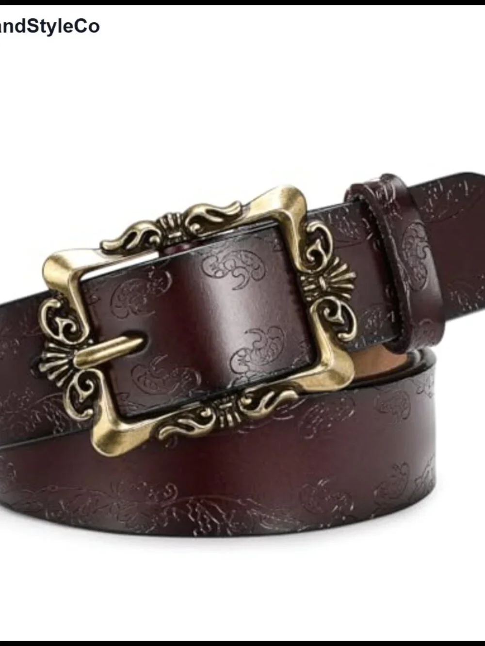 Genuine Leather Belt for Women with Pin Buckle, Adjustable Waist Belt for Jeans